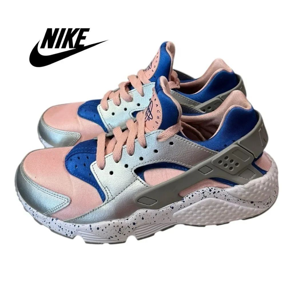 Nike by You ID Air Huarache Custom Pink Blue Silver 77331-962 Sneakers 7.5